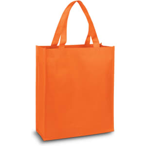 An orange A4 tote bag with sturdy handles and a simple design, featuring a logo.