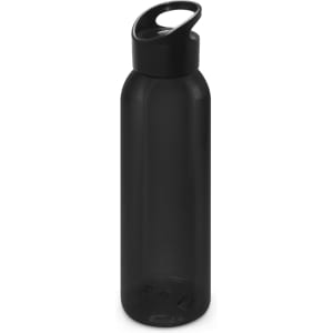 A drink bottle with a sleek black design and a convenient handle for easy transport.