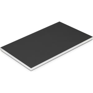 A medium Reflex Notebook with a sleek black cover and white pages.