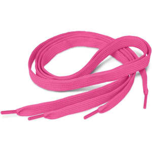 Bright pink shoelaces with aglets on both ends, designed for adding a pop of color to footwear.