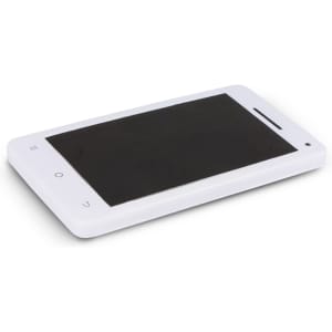 A stress relief toy designed as a smartphone, featuring a sleek white design and a black screen.