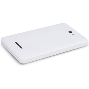 A white stress relief phone-shaped keyring designed to alleviate stress.