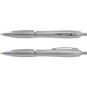 A set of Vistro Pen - Colour Match writing pens in a sleek gray finish, showcasing a smooth design with chrome accents.