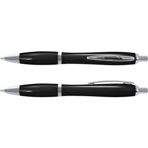 A set of Vistro Pen - Colour Match plastic pens in black, featuring a sleek design with silver accents.