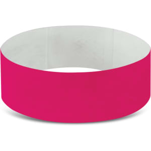 A Tyvek Event Wrist Band in bright pink color, suitable for exhibitions and events.