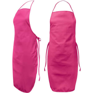 A pink Ritz Bib Apron featuring adjustable ties for a secure fit.