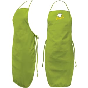 A green Ritz Bib Apron with a logo, featuring a simple design and adjustable ties.