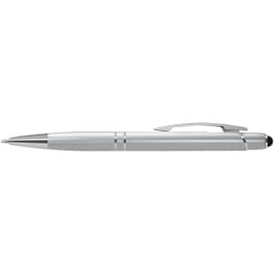 A silver stylus pen with a sleek metallic finish and a clip for easy attachment.