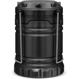 A black COB lantern with a cylindrical design and a metal handle for easy carrying. It features a textured finish.