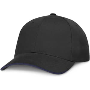 A black cap featuring a curved brim and a classic design, suitable for casual wear.