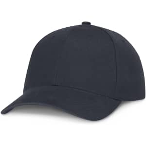 A dark-colored baseball cap with a classic curved brim and adjustable strap at the back.