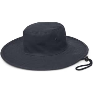 A Cabana Wide Brim Hat featuring a solid color design, a broad brim, and an adjustable chin strap for a secure fit.