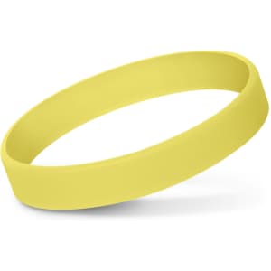 A glow-in-the-dark silicone wristband in bright yellow.