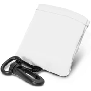 A white screen cleaner with a black clip attachment, designed for phone and technology cleaning.