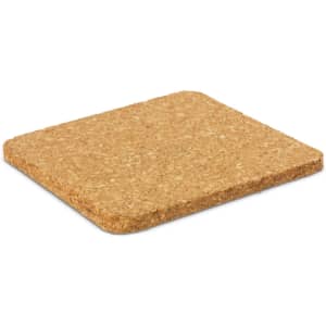 A square cork coaster in a natural beige colour with rounded edges, featuring a simple, unbranded design.