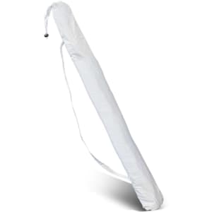 A Bahama Beach Umbrella in a protective carrying sleeve, featuring a convenient shoulder strap for transport.