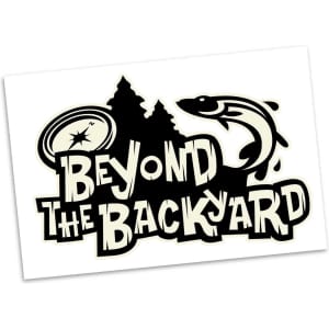 A glow-in-the-dark temporary tattoo featuring a compass, trees, and a fish design in black and white.