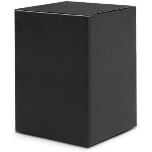 A black, rectangular box with a smooth surface and a plain top. It has a clean and minimal design.