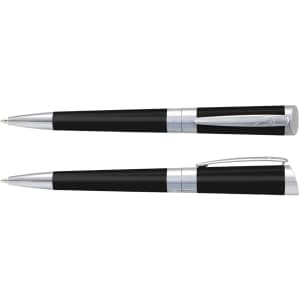 A set of Pierre Cardin Evolution Pens featuring a sleek black design with silver accents.