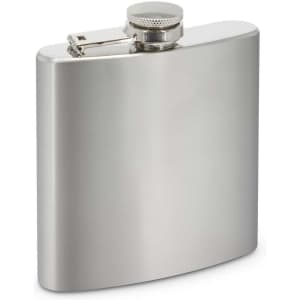 A drink flask in a sleek silver finish, featuring a secure screw-top lid and a smooth, curved design.
