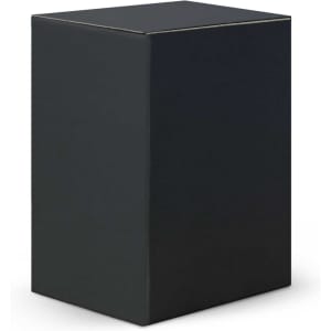 A sleek black box designed for packaging, featuring a minimalist design with no visible branding or markings.