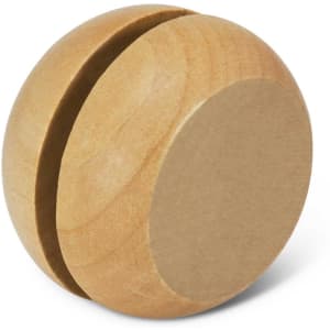 A wooden yoyo with a smooth, natural finish and a classic rounded design.