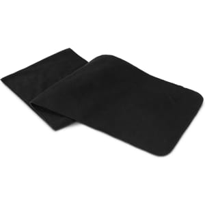 A black Seattle Fleece Scarf, made from soft fleece material, displayed flat.