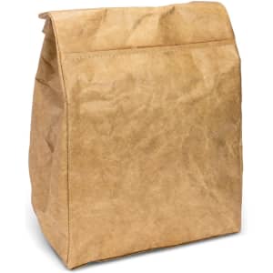 A kraft paper lunch bag with a simple, unadorned design, featuring a fold-over top.