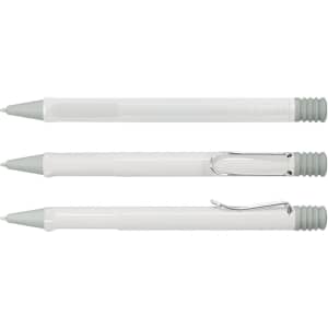 Three Lamy Safari pens in a mint green and white colour combination, featuring a sleek design and ribbed grip.