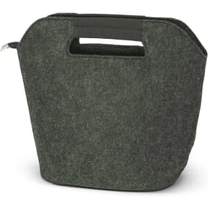 A cooler bag in a dark green color with a textured fabric finish and a carry handle at the top.