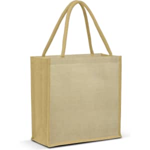 A beige Juco tote bag with sturdy handles and a simple, unembellished design.