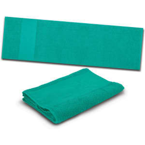 A turquoise Enduro Sports Towel is displayed, both folded and unfolded, highlighting its soft texture and vibrant color.