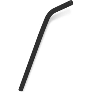 A silicone straw in black, designed for reusable drinkware.