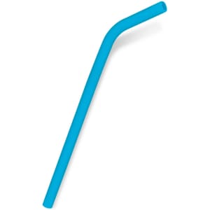 A blue silicone straw designed for drinking.