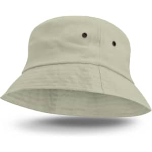 A light green Bondi Bucket Hat featuring a wide brim and ventilation eyelets.