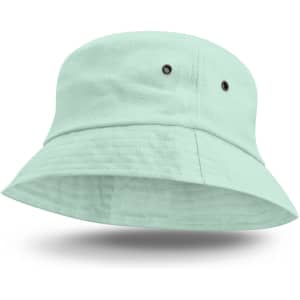 A mint green Bondi Bucket Hat with a wide brim and two vent holes on the sides.