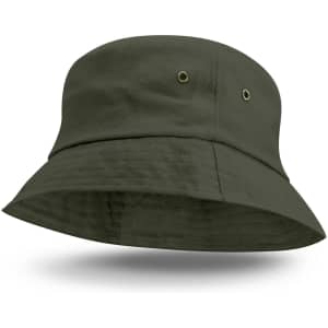 A green Bondi Bucket Hat featuring a wide brim and ventilation eyelets.
