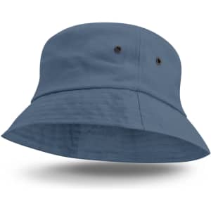 A blue Bondi Bucket Hat with a wide brim and ventilation eyelets.