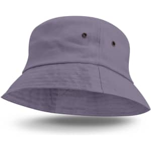 A Bondi Bucket Hat in a soft purple hue featuring a classic wide brim and ventilation eyelets.