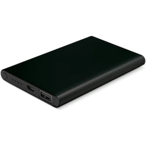 A sleek green power bank featuring a USB port and indicator lights, with a minimalist design.