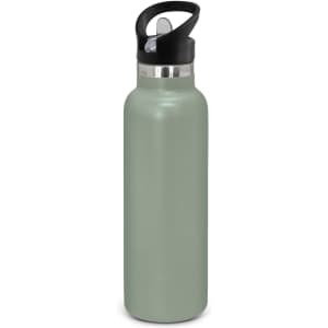 A drink bottle named Nomad Vacuum Bottle in a powder-coated finish, featuring a sleek design and a black lid.