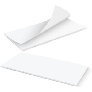 A horizontal note pad featuring 25 white leaves, with one leaf partially turned over, displaying a clean and simple design.