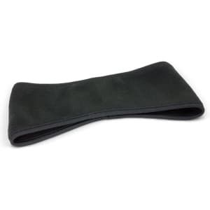 A black ear warmer made from soft material, designed to keep ears warm in cold weather. It features a seamless design.