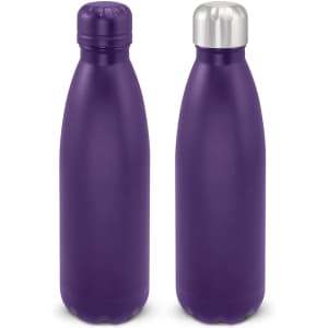 A drink bottle in a deep purple finish with a silver cap, featuring a sleek, powder-coated design.