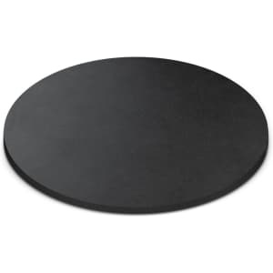 A round black slate cheese board with a smooth surface, featuring a subtle textured finish.