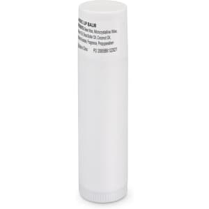 A white tube of Classic Lip Balm, featuring a smooth cap and a simple design with a logo.