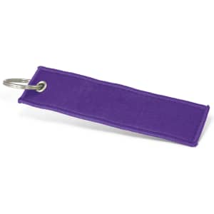 A purple woven key ring with a metal attachment loop, featuring a plain design.