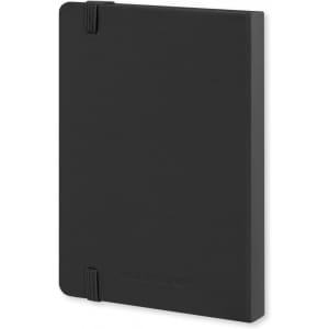 A Moleskine Classic Hard Cover Notebook in pocket size featuring a sleek black design and elastic closure.