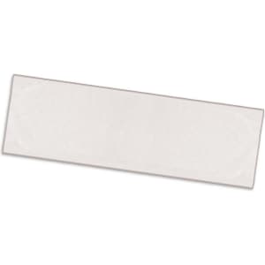 A light-coloured sports towel with a bordered edge, featuring a logo on one side.