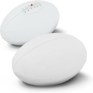 AFL Ball Pro featuring a white leather finish, with a textured surface and detailing on one side.